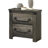 Rustic Gray 1pc Bedside Table Melamine Paper Wooden Nightstand Antique Brass Color Drop Handles B2741P325726
