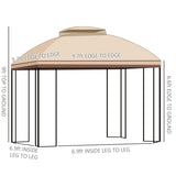 ZNTS 10' x 10' Patio Gazebo with Corner Shelves, Double Roof Outdoor Gazebo Canopy Shelter with Removable W2225142540