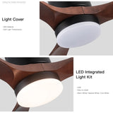 52" Intergrated LED Ceiling Fan Lighting with Solid Wood Blade W1367P171086