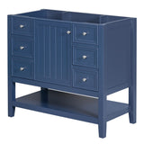 ZNTS 36" Bathroom Vanity without Sink, Cabinet Base Only, One Cabinet and three Drawers, Blue WF306244AAC