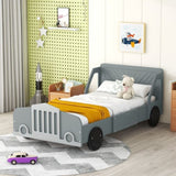 Twin Size Car-Shaped Platform Bed with Wheels,Gray WF311752AAE