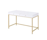 Ottey White High Gloss & Gold Finish Vanity Desk B2726P315732