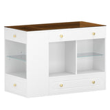 Closet Island with 6 Drawers, Wardrobe Armoire Bedroom Island with Glass Display Top and Open 07777254