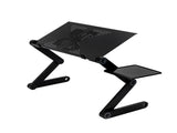 360-Degree Rotation Multifunctional Portable Folding Table with Fan & Mouse Black 35175416