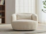 34.25 "Wide Upholstered Corduroy Metal Base 360&deg Swivel Barrel Soft Chair with Pillow, for Club, 21007779