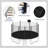 ZNTS 14FT Trampoline for Kids with Safety Enclosure Net, Basketball Hoop and Ladder, Easy Assembly Round 60865523