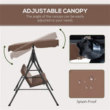 3-Seat Outdoor Patio Swing Chair-Brown 69665879