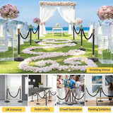Stanchions and Velvet Ropes, 6 Pcs Crowd Control Barriers with 4 Black Velvet Ropes, Stainless Steel 79914294