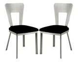 Contemporary Silver Metal 2pc Dining Chairs Black Microfiber Seat Dining Room Keyhole Back Satin B011P232976