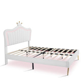 ZNTS Full Size Upholstered Bed Frame with LED Lights,Modern Upholstered Princess Bed With Crown WF307962AAK