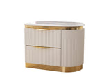 Laura Gold Detailed Right 2-Drawer Nightstand made with Wood in White B00955978