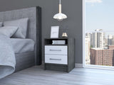 Eter Nightstand , End Table, Side Table Superior Top, Two Drawers -Smokey Oak / White B20092016