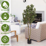 Large artificial curved branches of green plants simulate courtyard garden door W2945P278480