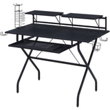 Black Computer Desk with Keyboard Tray B062P184548