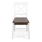 ZNTS Roshan Farmhouse Acacia Wood Dining Chairs, White / Walnut 21D x 17.75W x 35.5H Inch 62888.00WWALN