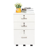 ZNTS White Wood Grain Density Board Three Drawers Wooden Filing Cabinet 70600637