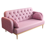 Loveseat sofa with tulip pattern Modern Upholstered Two Seater PU Sofa with 2 dumpling-shaped throw W1767106514