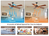 52 Inch Ceiling Fans and Remote, Wood Indoor Outdoor Ceiling Fan for Patios Living Room Bedroom 5 W2878P333280