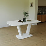 62.99-78.74" grey white dining table, MDF kitchen dining table, and modern industrial style 98437777