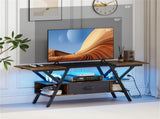 55" LED Light-Up TV Stand - 16 Colors4 Modes, Built-in Charging Station , Rustic 27863091