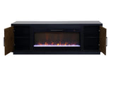 Aria 83 inch Fireplace TV Stand for TVs up to 95 inches, Minimal Assembly, Black and Walnut Finish B108P292261
