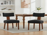 064-Set of 2 Linen Fabric Modern Armless Dining Chairs With Curved backrest and Solid Wooden Legs 32175653