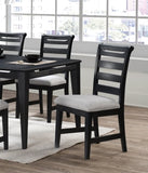 ZNTS Modern 2pc Dining Chairs Black Ladder Back Frame Upholstered Cushion Seat Rubberwood Kitchen Dining B011P218339