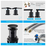 Matte Black Widespread Bathroom Faucet, Waterfall Bathroom Faucets for Sink 3 Hole, 2-Handles Modern T3177P277505