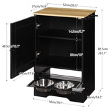 Feeding Station with 1 Storage Cabinets, Pet Feeding Station with 2 Elevated Dog Bowls, Side Hooks, W1687P246776