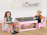 2-in-1 Kids Activity Table and Chairs Set, Double-Sided Whiteboard & Blackboard, with Hidden 49993944