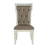 Glamorous Style Side Chairs 2pc Set Acrylic Crystal Tufted Back Upholstered Seat Champagne Finish B01177638