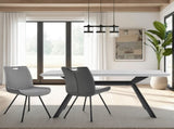 Coronado Contemporary Dining Chair in Gray Powder Coated Finish and Pewter Fabric - Set of 2 B2736P354269