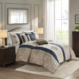 ZNTS Cal King 7 Piece Jacquard Comforter Set with Throw Pillows B03596995