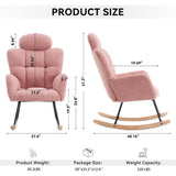 055-Teddy Fabric Upholstered Nursery Rocking Glider Chair Modern Accent Armchair Padded Seat with W527P228310