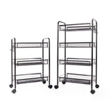 ZNTS Exquisite Honeycomb Net Four Tiers Storage Cart with Hook Black 01157249