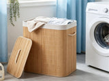 19 Gallon Bamboo Laundry Hamper Lid & Removable Washable Liner, Foldable Dirty Clothes Basket 73343171