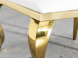Dining Chairs Set of 2, Modern PU Leather Upholstered Chairs with Gold Stainless Steel Legs, Petal W2723P304375