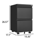 2 Drawer File Cabinet with Lock, Metal Under Desk Rolling Filing Cabinet fits Letter/Legal/A4 Size W1247125571