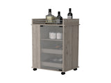 Willow Park Glass Door Bar Cart with Bottle Holder and Casters Light Gray B062111725