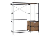 Acacia Wood Garment Racks with Shelves 2 Wicker Drawers and 4 Hooks Heavy Duty Closet Organizer for W2391P289978