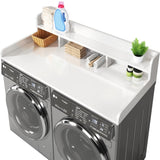 Washer Dryer Countertop with Non-slip Pads Laundry Wood Shelf Topper with Edge, 54