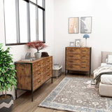Industrial Style 4 Drawer Dresser,Rustic Brown Wood Storage Dresser Clothes Organizer with Sturdy W141260282