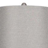 Ashland 27" Contemporary Metal Table Lamp in Brushed Nickel with Light Grey Textured Linen Shade B202P224087