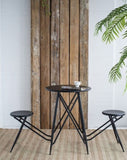 60.83x24x32.3" Black Stowable Side Table and Two Seats W2078P282279