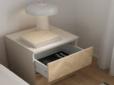 2 Drawer Herringbone Nightstand with Handle-Free Drawers, Soft Beige / Herringbone 26805359