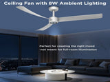 52 Inch Ceiling Fans with Lights Led Remote Control Low Profile Flush Mount for Living Room Bedroom 34699614
