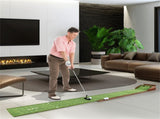 10ft Golf Putting Mat - Automatic Ball Return, 3 Hole Sizes , BrownGreen 52404563