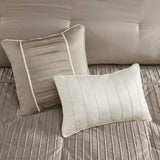 7 Piece Polyester Charmeuse Comforter Set Taupe King B035128911