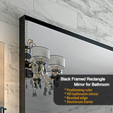 36x30inch Glossy Black Bathrooms For Wall Rectangle Vanity Corner Hangs Farmhouse W2091P214073