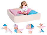 Tangram Puzzle Modular Kids Play Couch, Buildable Fort & Explorer Sofa with Ball Pit, All-Sponge T5880P493444